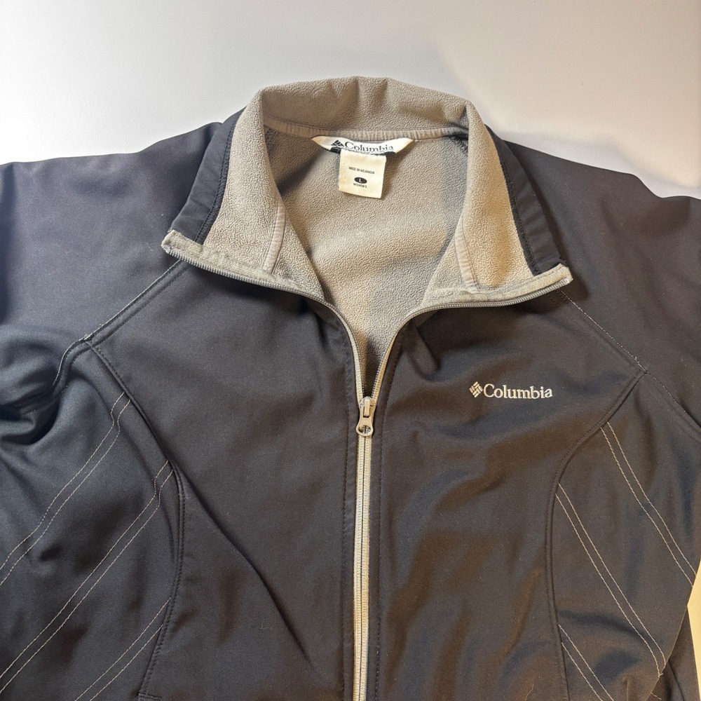 Columbia Omni-Shield Softshell Jacket Women L Black Fleece Lined Full Zip XL6002